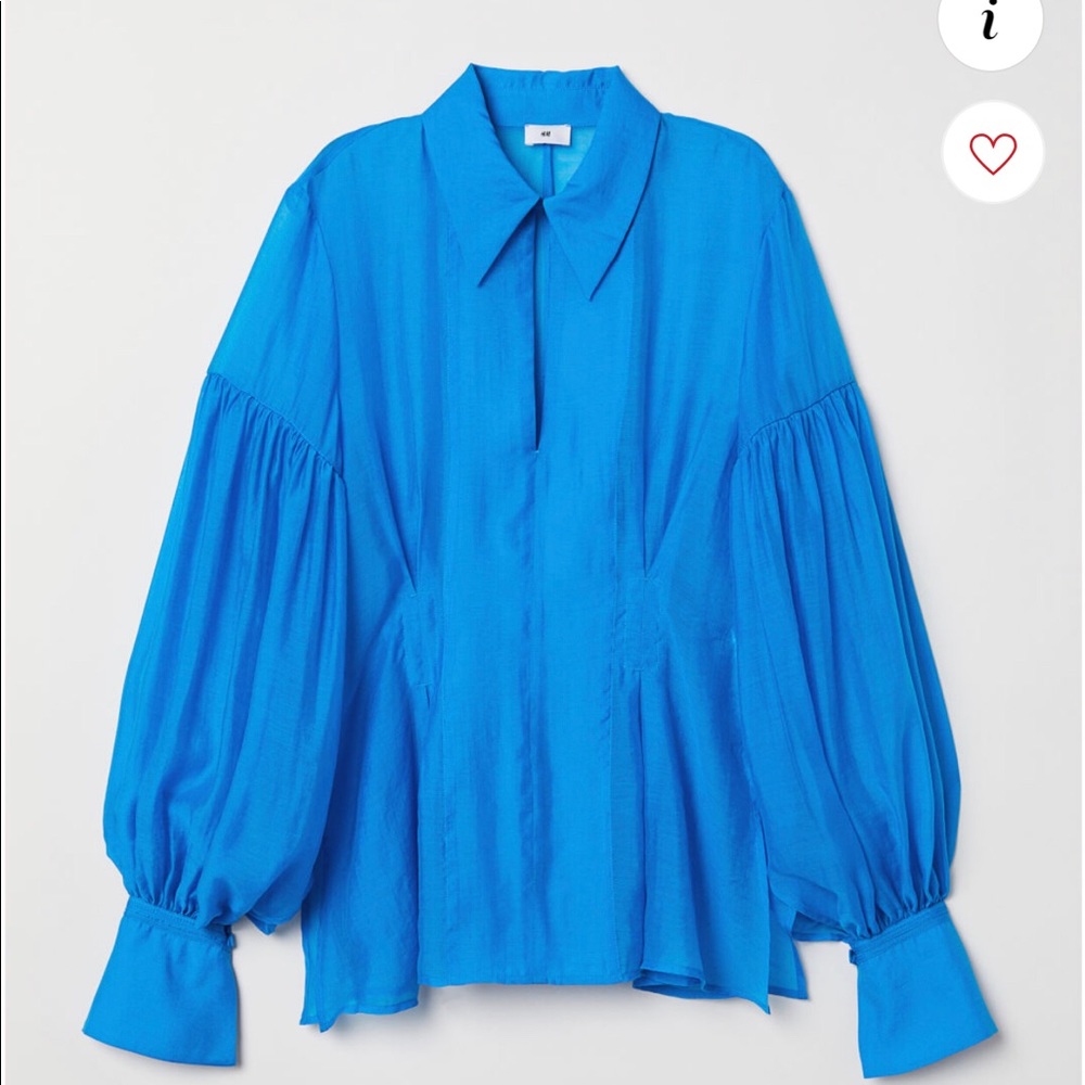 H&M Vibrant Blue Puff Sleeve Blouse